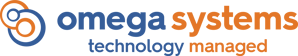 Omega 2022 BLUE and ORANGE logo with tag